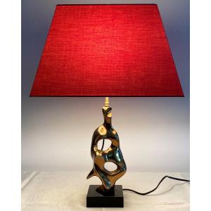 Jaubert Michel Abstract Sculptural Lamp In Bronze XXth