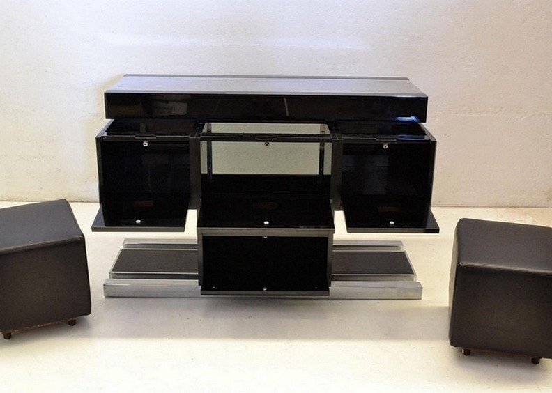 Proantic: Meuble bar central design De Willy Rizzo, Circa 1970