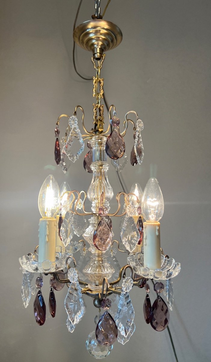 Bronze Chandelier With Colored Crystal Pampille-photo-2