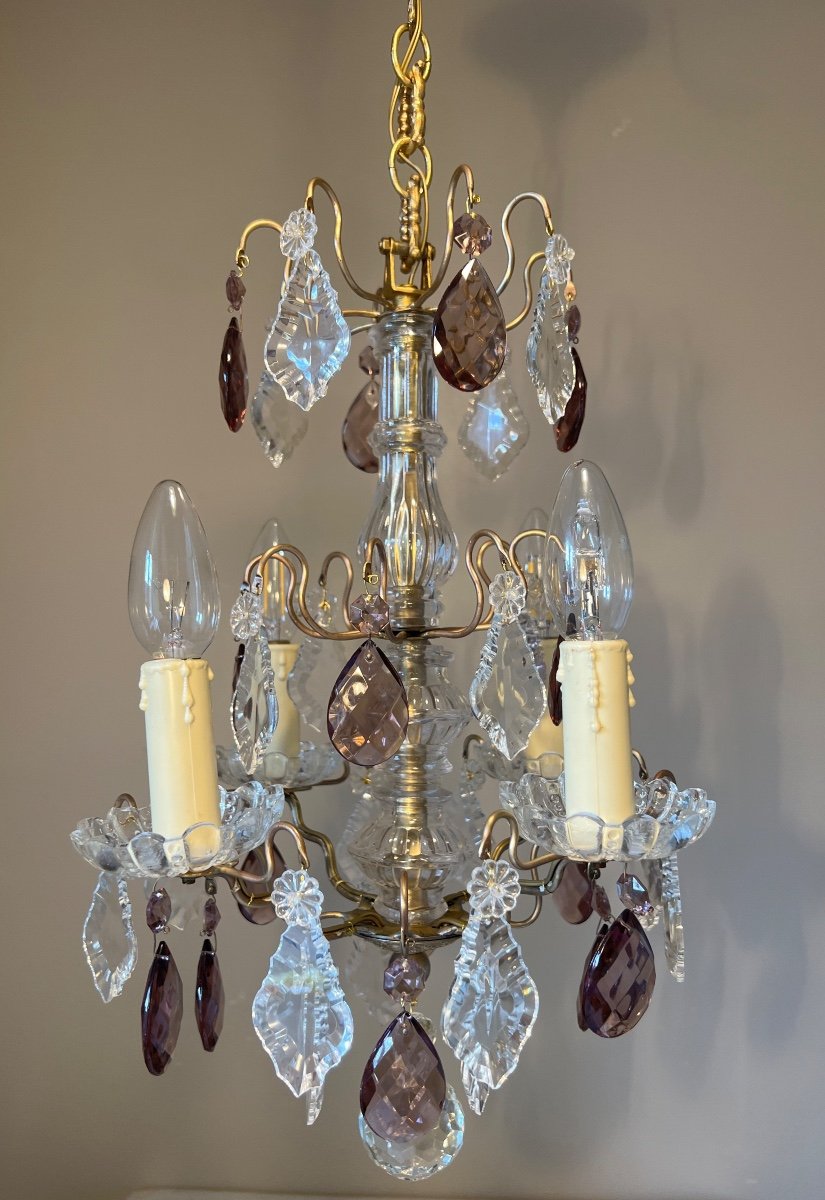 Bronze Chandelier With Colored Crystal Pampille-photo-4