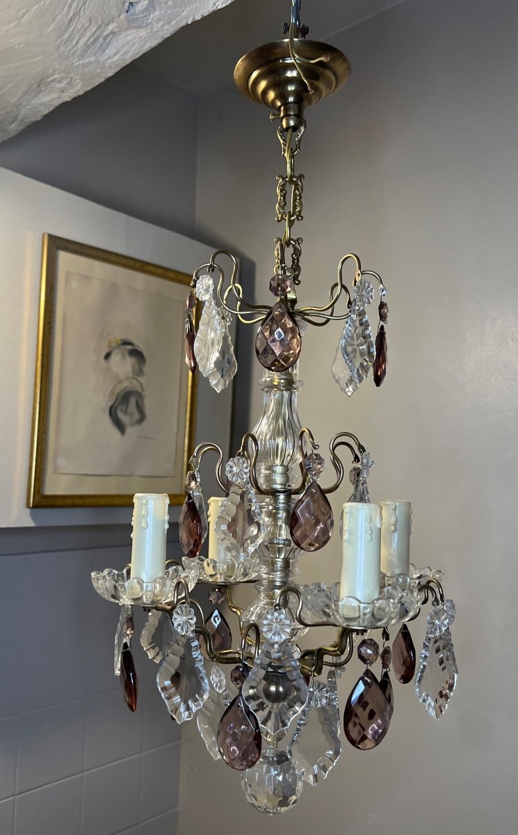 Bronze Chandelier With Colored Crystal Pampille-photo-3