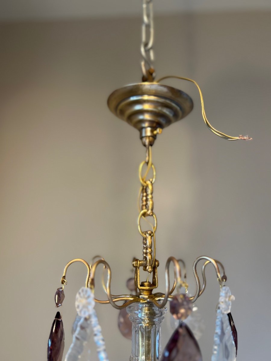 Bronze Chandelier With Colored Crystal Pampille-photo-1