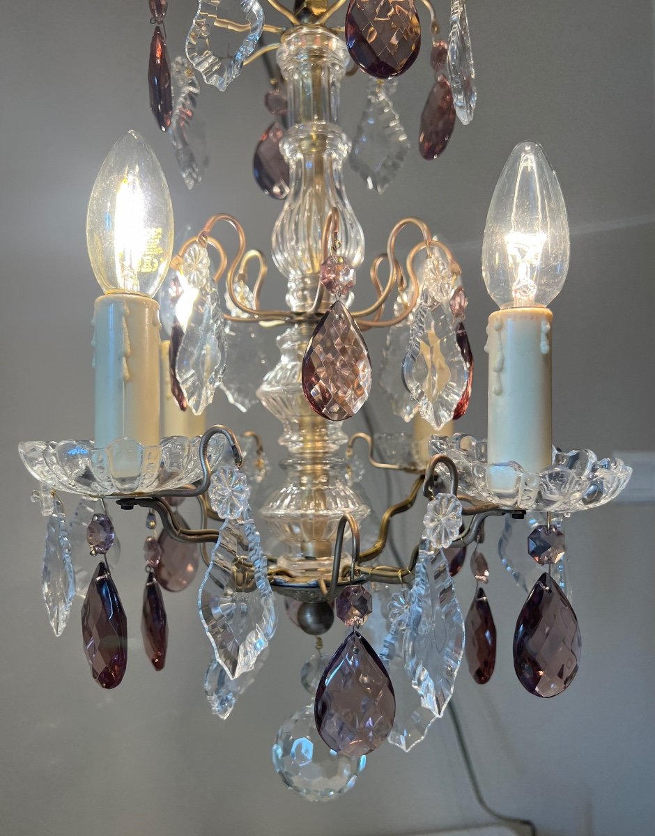 Bronze Chandelier With Colored Crystal Pampille-photo-2