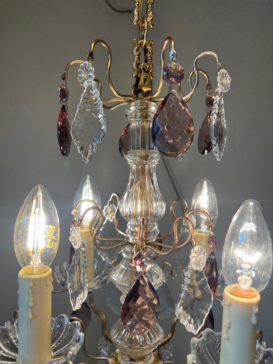 Bronze Chandelier With Colored Crystal Pampille-photo-3