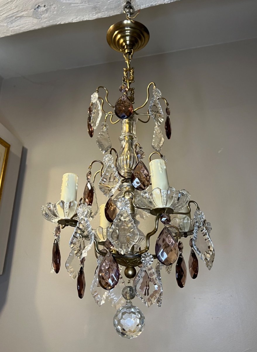 Bronze Chandelier With Colored Crystal Pampille-photo-6