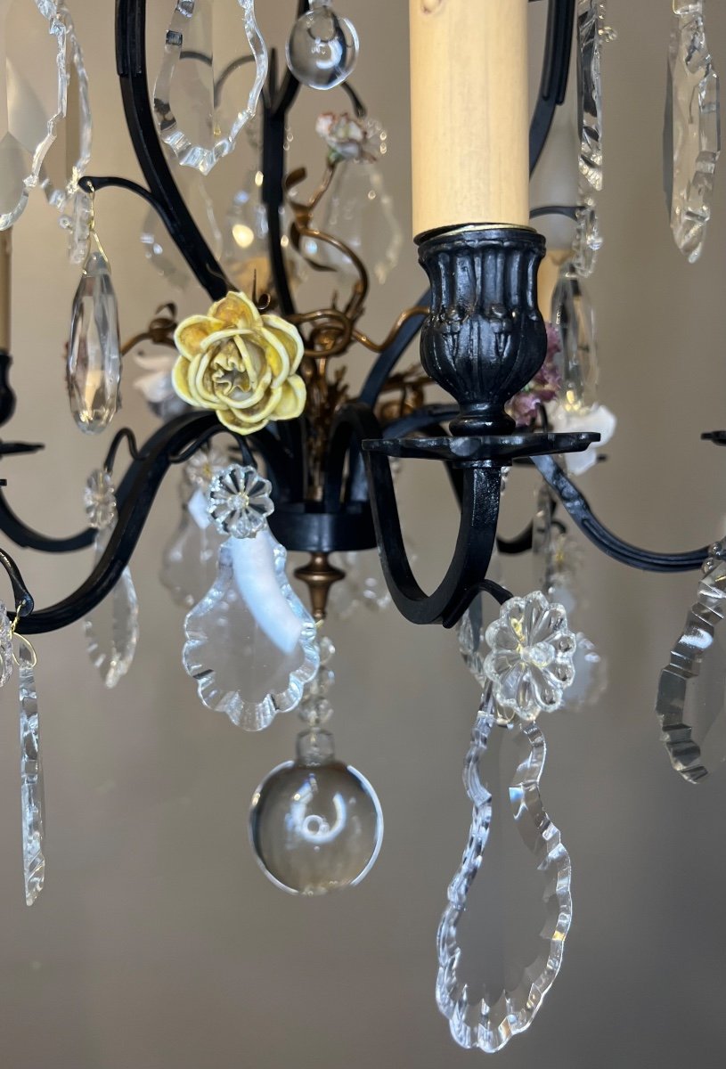 Old Chandelier Decorated With Flowers -photo-8