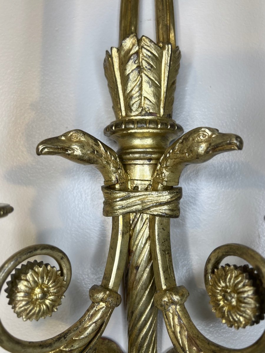 Grand Applique XIXe En Bronze à Décor De Têtes d'Aigles-photo-2