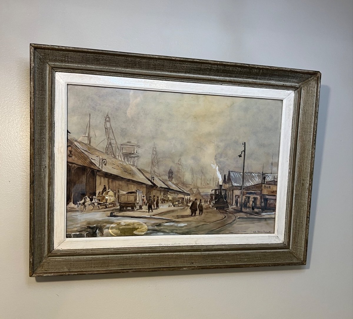 Aquarelle Port Industrielle Saint-Nazaire Ou Le Havre -photo-2