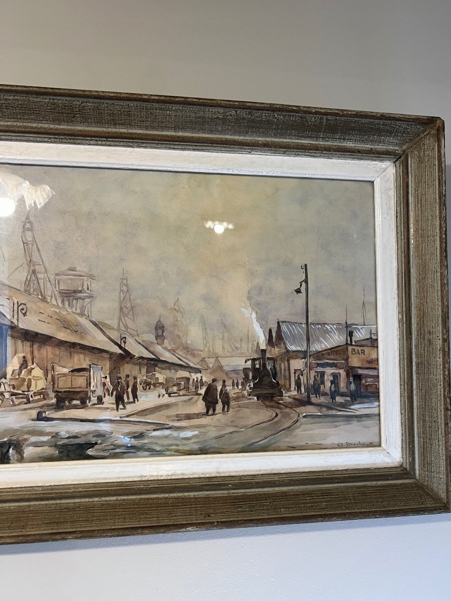 Aquarelle Port Industrielle Saint-Nazaire Ou Le Havre -photo-2