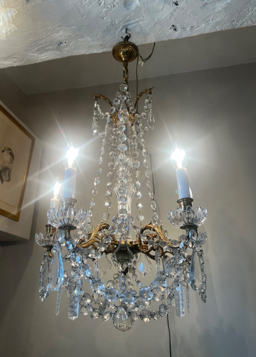 Baccarat Crystals Gilt Bronze Chandelier -photo-4