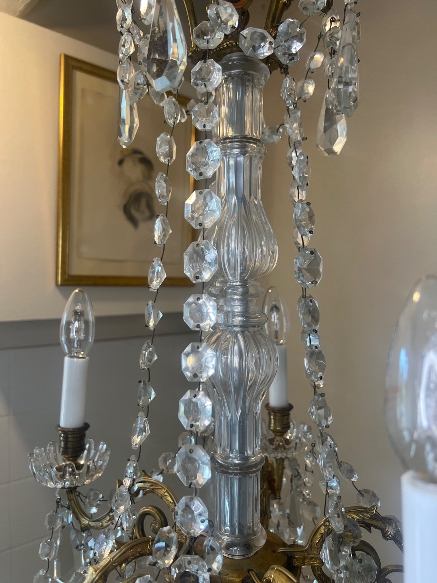 Baccarat Crystals Gilt Bronze Chandelier -photo-4