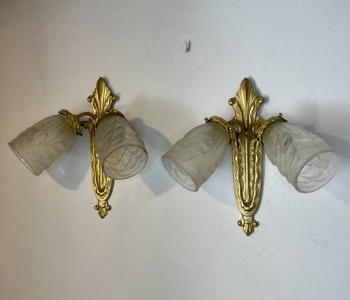Pair Of Art Deco Wall Lights -photo-2