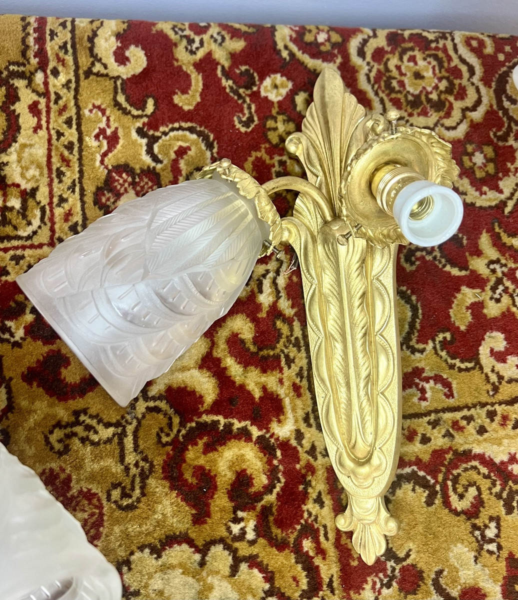 Pair Of Art Deco Wall Lights -photo-1