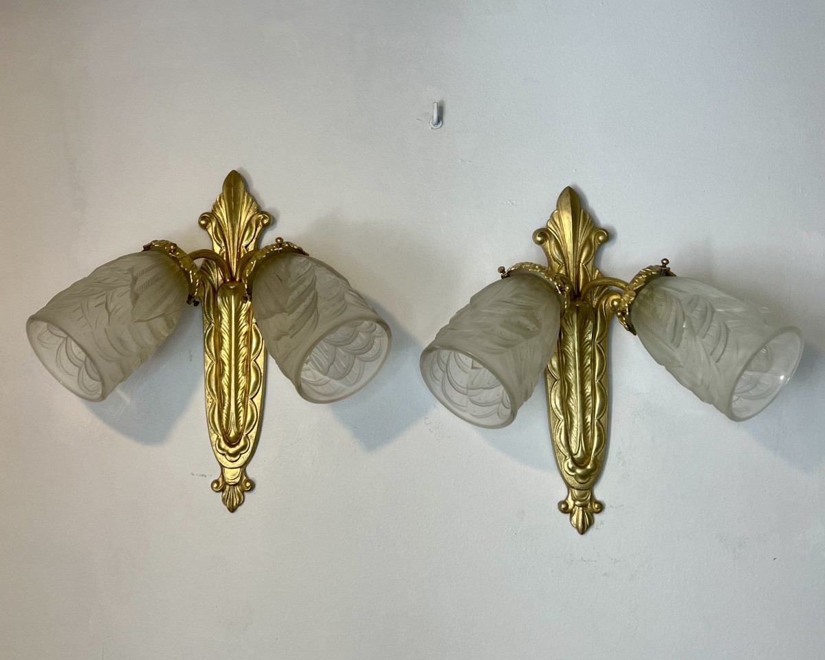 Pair Of Art Deco Wall Lights 