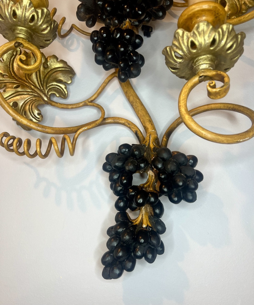 Grande paire d’appliques à décors de vignes-photo-7