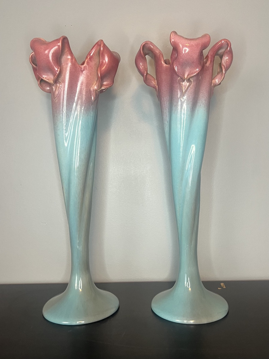 Paire de grands vases art nouveau 