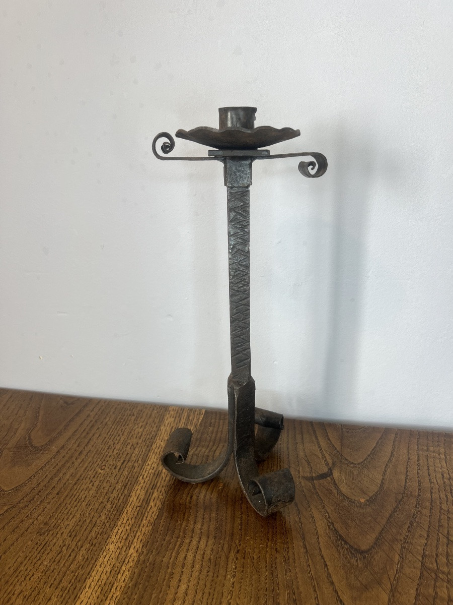 Pair Of Wrought Iron Candlesticks -photo-3