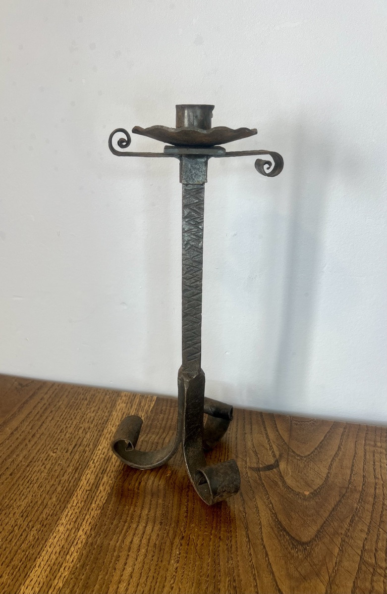Pair Of Wrought Iron Candlesticks -photo-4