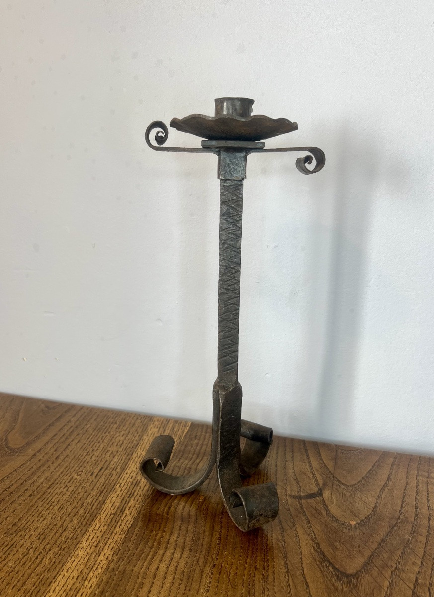 Pair Of Wrought Iron Candlesticks -photo-4