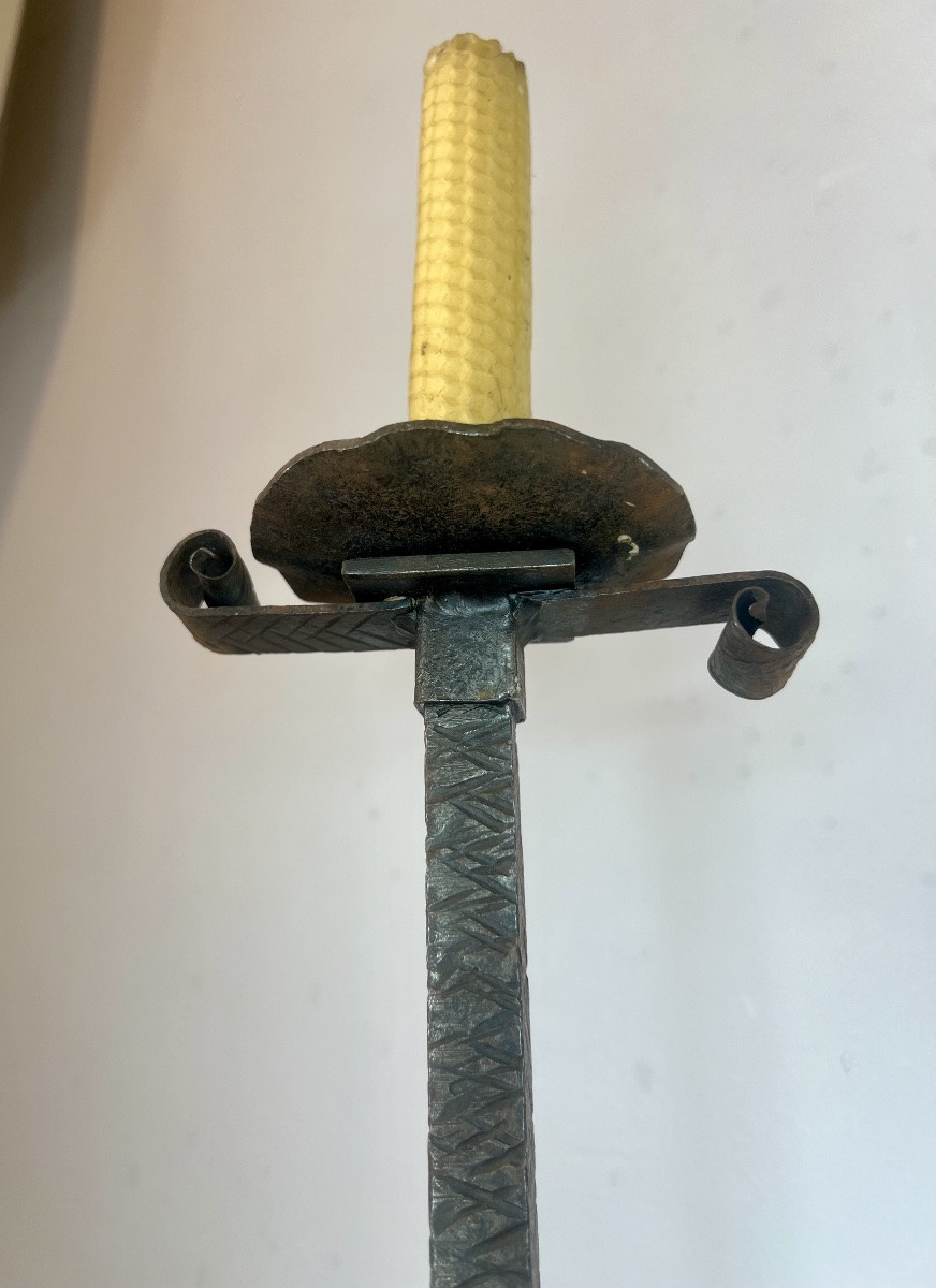 Pair Of Wrought Iron Candlesticks -photo-5