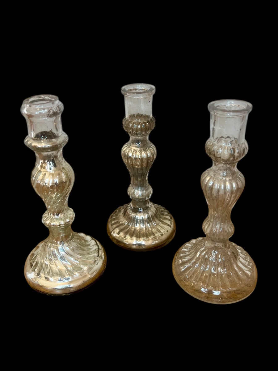 Ensemble de bougeoirs eglomise