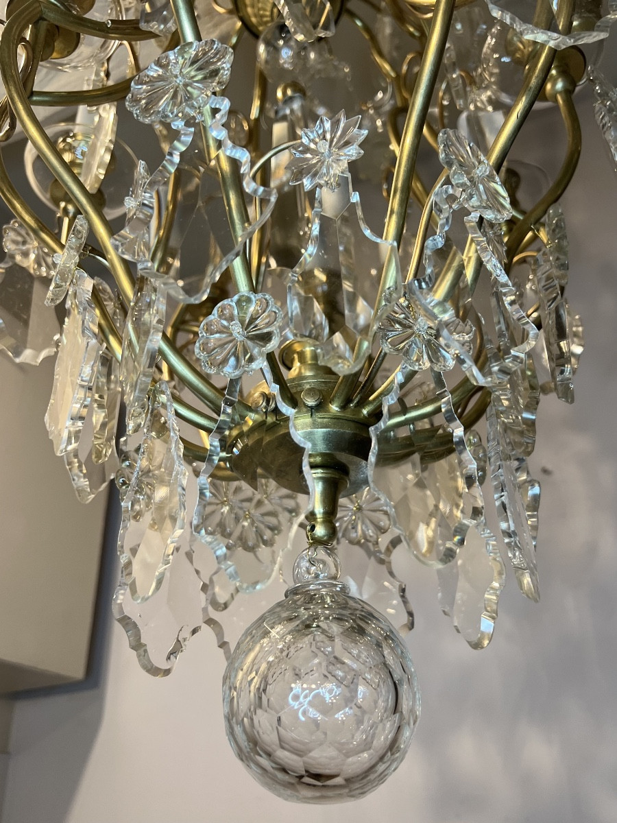 Lustre cage à pampilles en cristal -photo-1