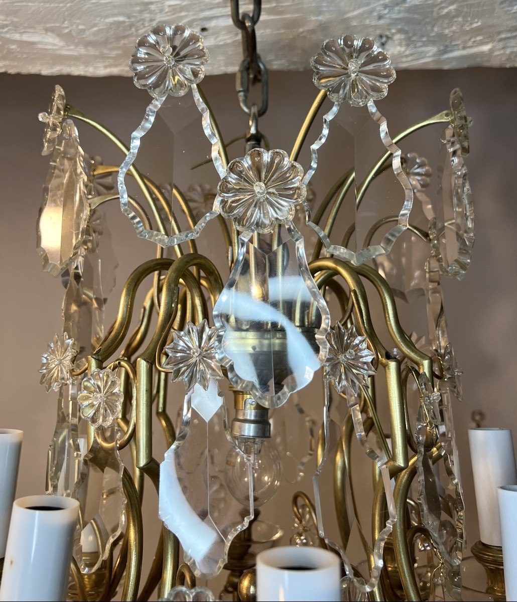 Lustre cage à pampilles en cristal -photo-2