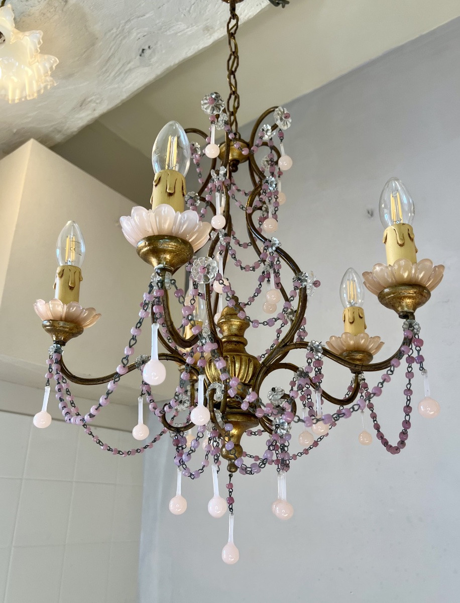Lustre Murano opaline rose-photo-6