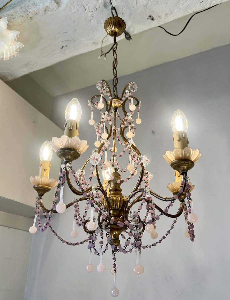 Lustre Murano opaline rose-photo-7