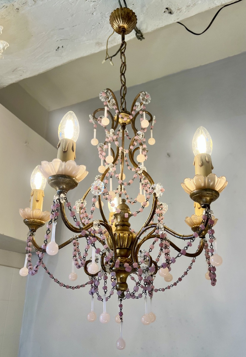 Lustre Murano opaline rose-photo-8
