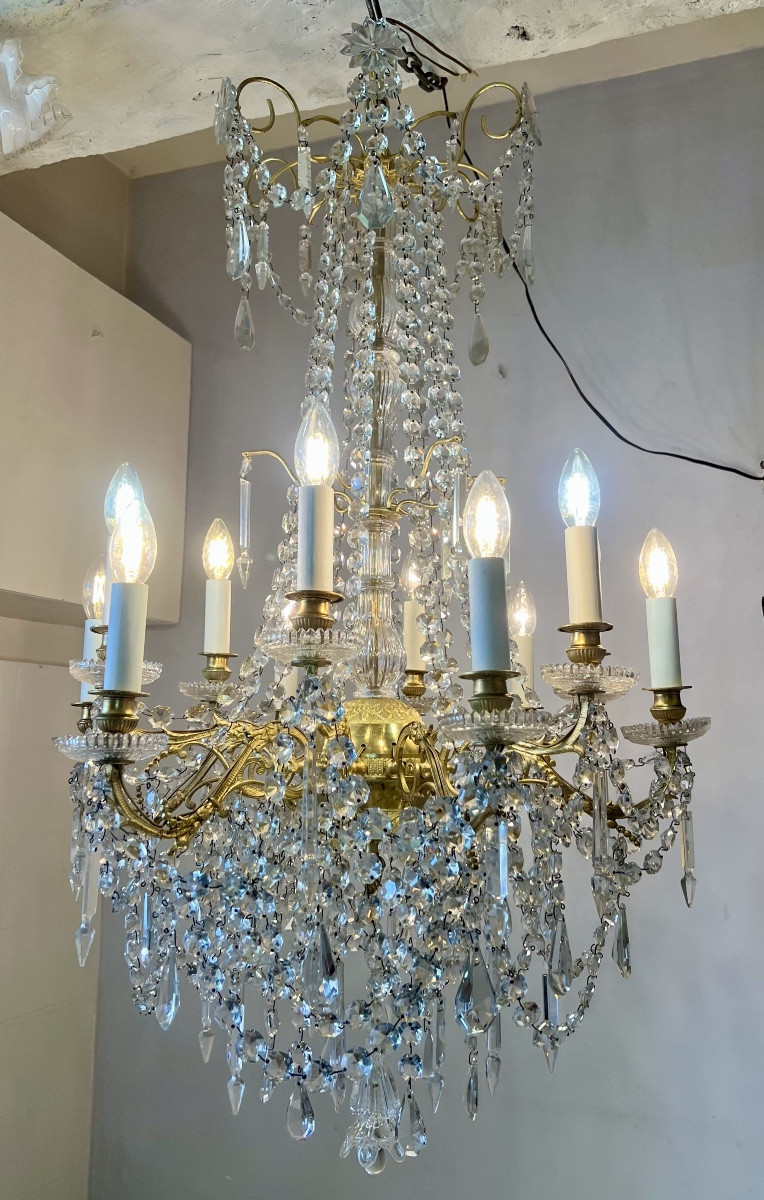 Louis XVI Style Gilt Bronze Chandelier-photo-2