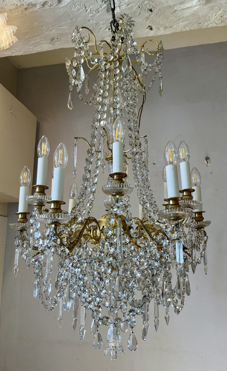 Louis XVI Style Gilt Bronze Chandelier-photo-1