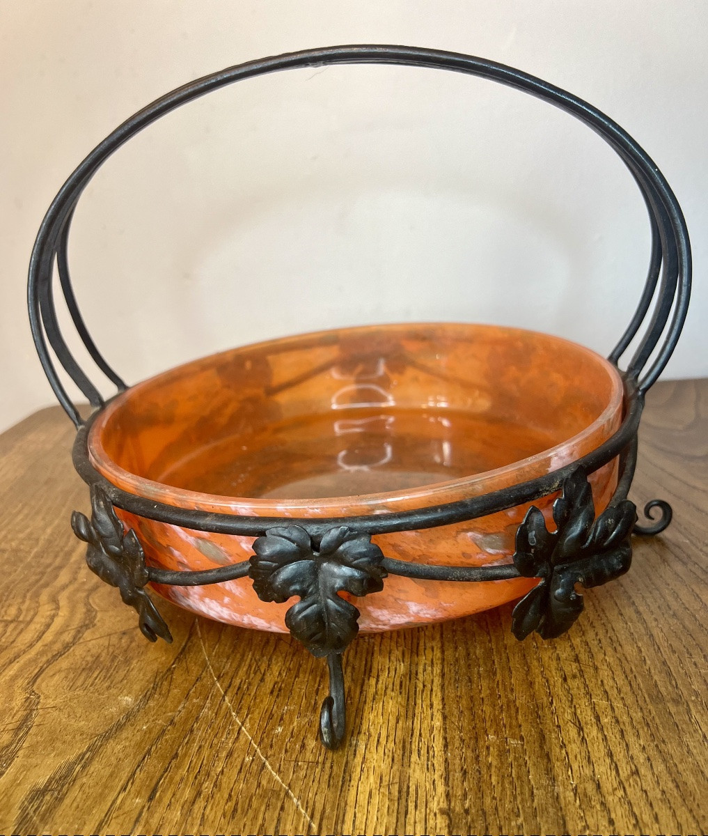 Fruit Bowl Made Of Glass Paste And Wrought Iron -photo-1