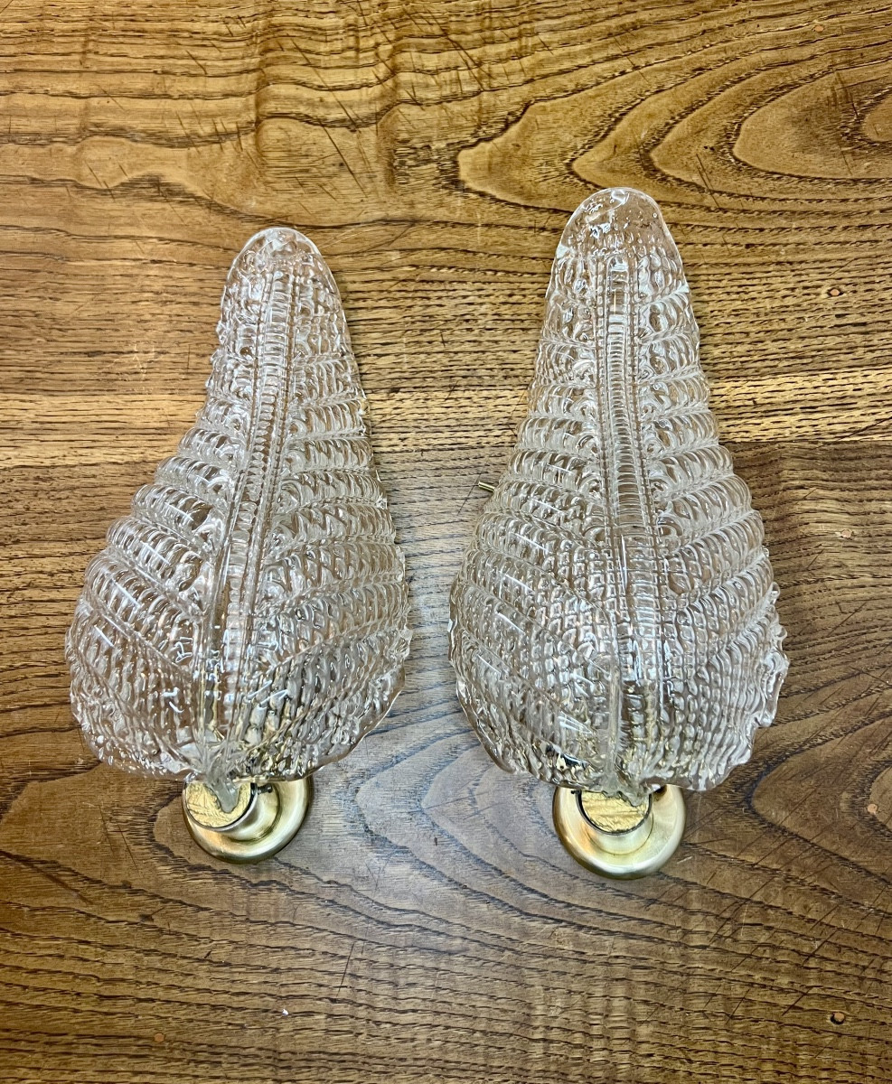 Paire d’appliques plumes Murano 