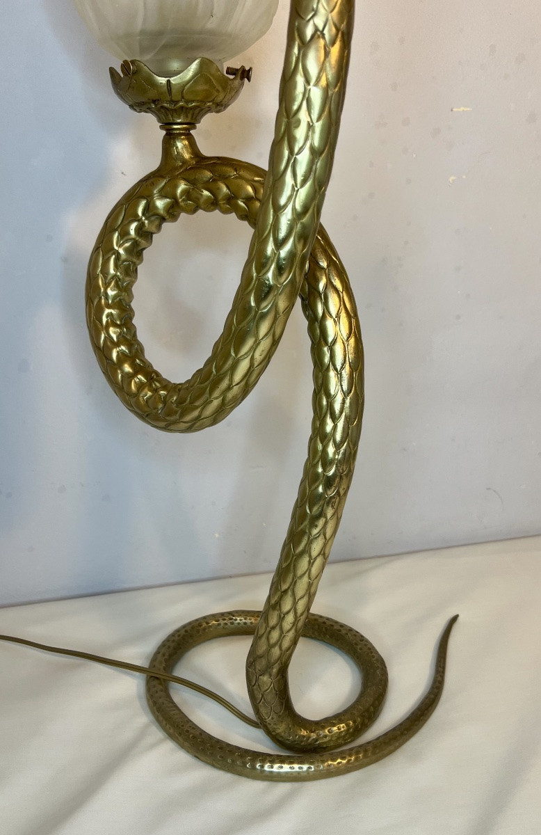 Lampe serpent cobra en bronze -photo-1