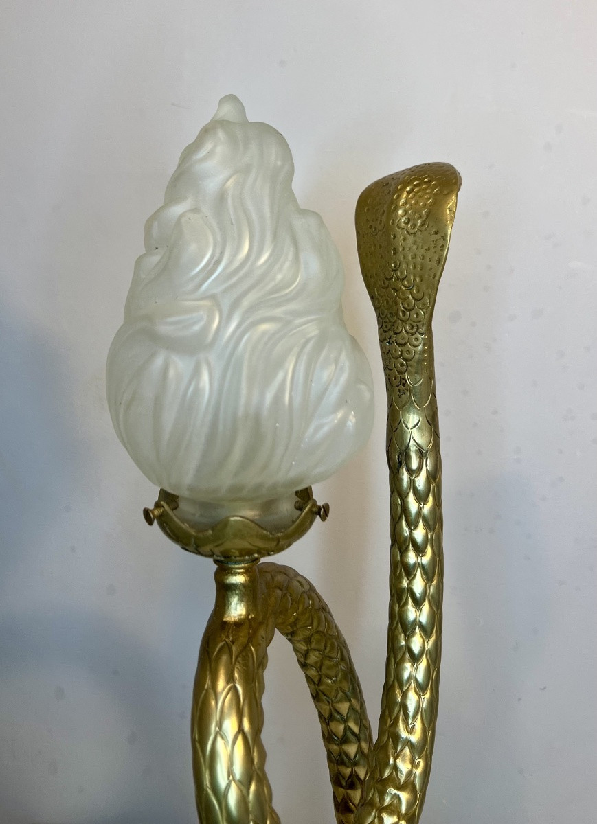 Lampe serpent cobra en bronze -photo-4