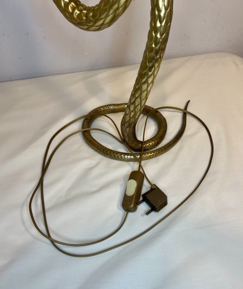 Lampe serpent cobra en bronze -photo-8