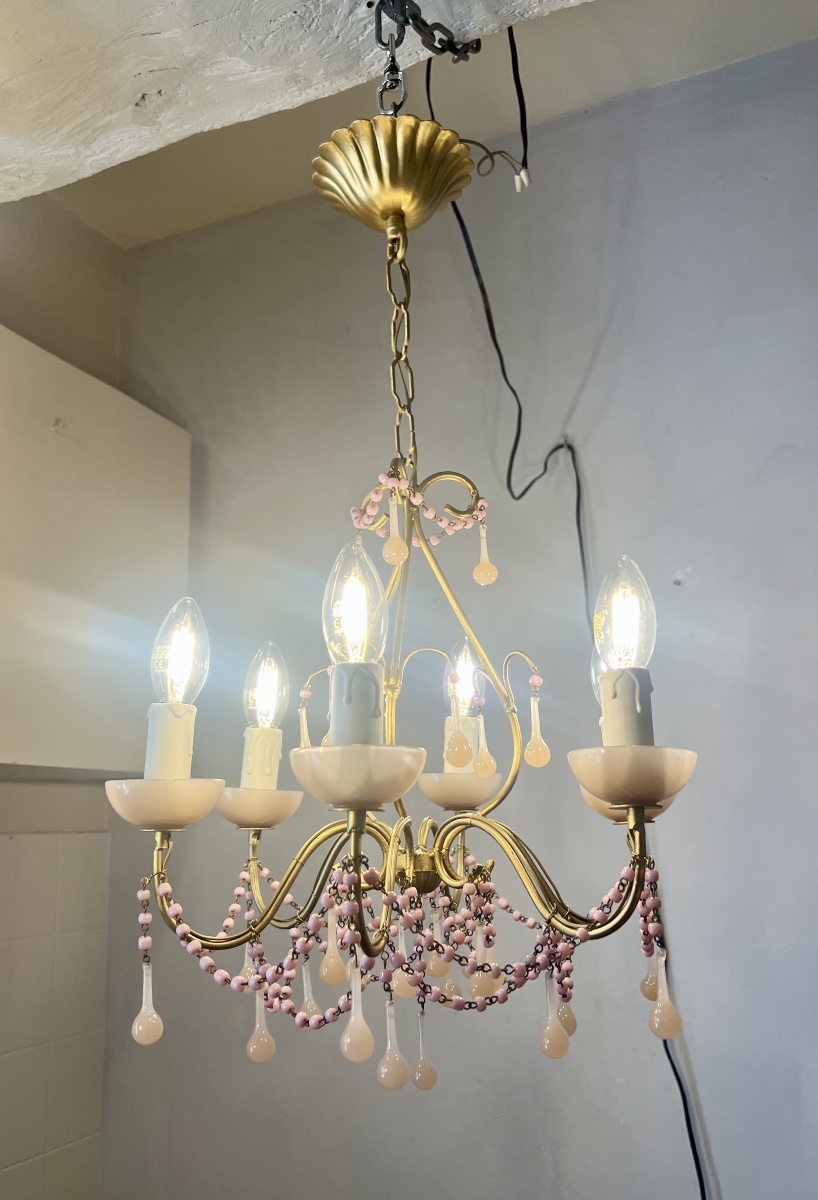 Lustre Murano opaline rose -photo-6