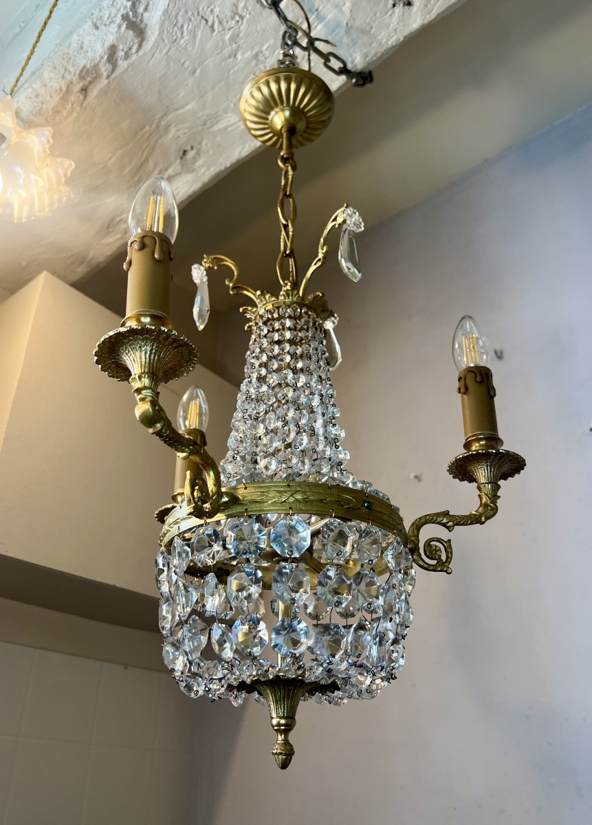Louis XVI-style Hot-air Balloon Basket Chandelier With Crystal -photo-2