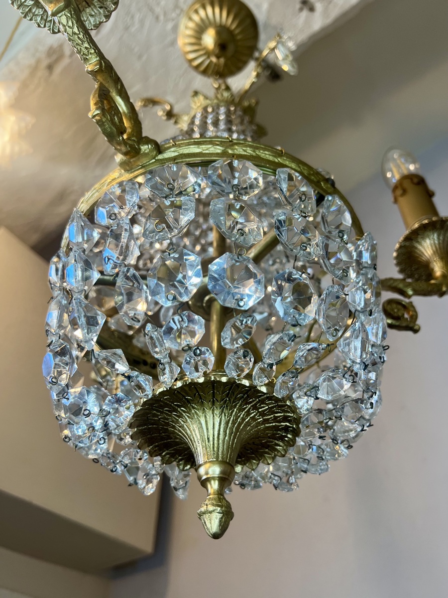 Louis XVI-style Hot-air Balloon Basket Chandelier With Crystal -photo-3