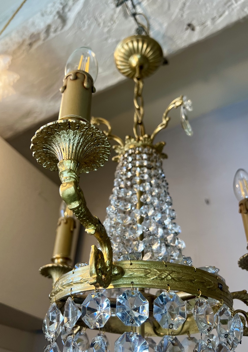 Louis XVI-style Hot-air Balloon Basket Chandelier With Crystal -photo-4