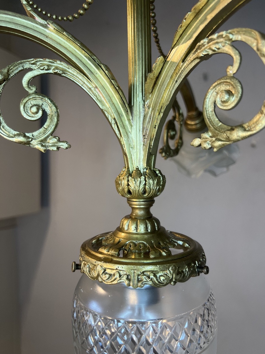 Louis XVI-style Bronze Ceiling Chandelier With Pink Tulips -photo-6