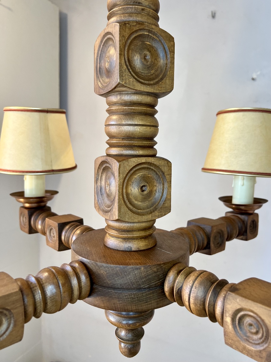 Dudouyt Reconstruction-era 4-light Wooden Chandelier -photo-7