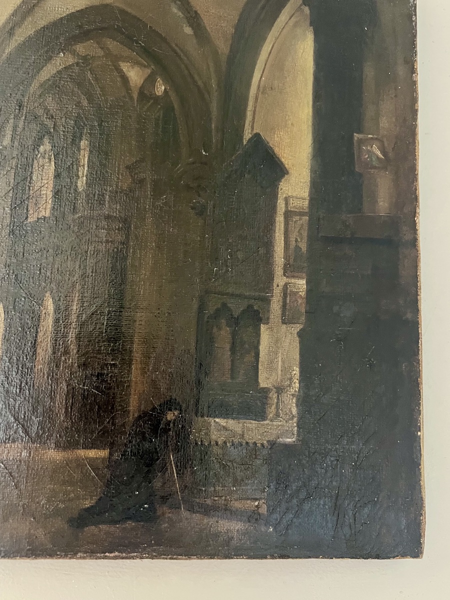 Huile sur toile d’époque XIX-photo-2