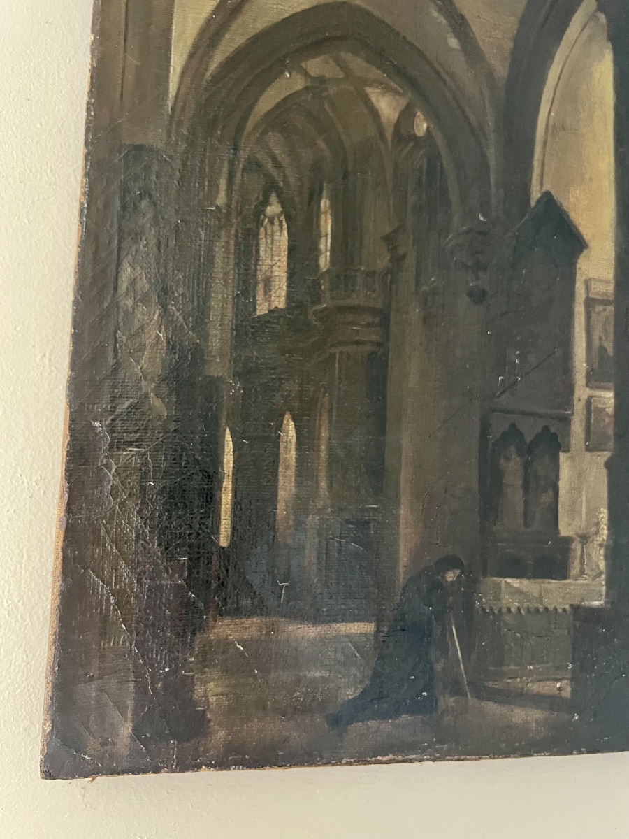Huile sur toile d’époque XIX-photo-2