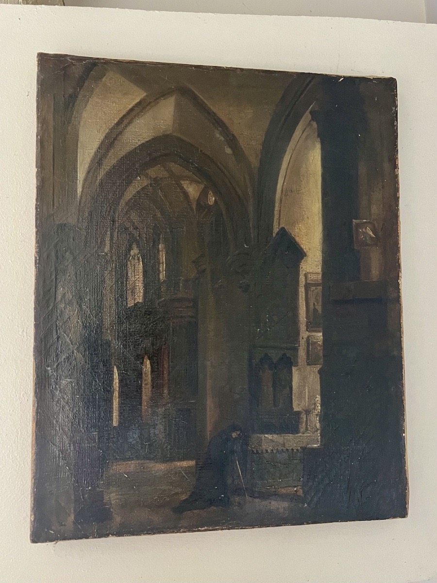 Huile sur toile d’époque XIX-photo-3