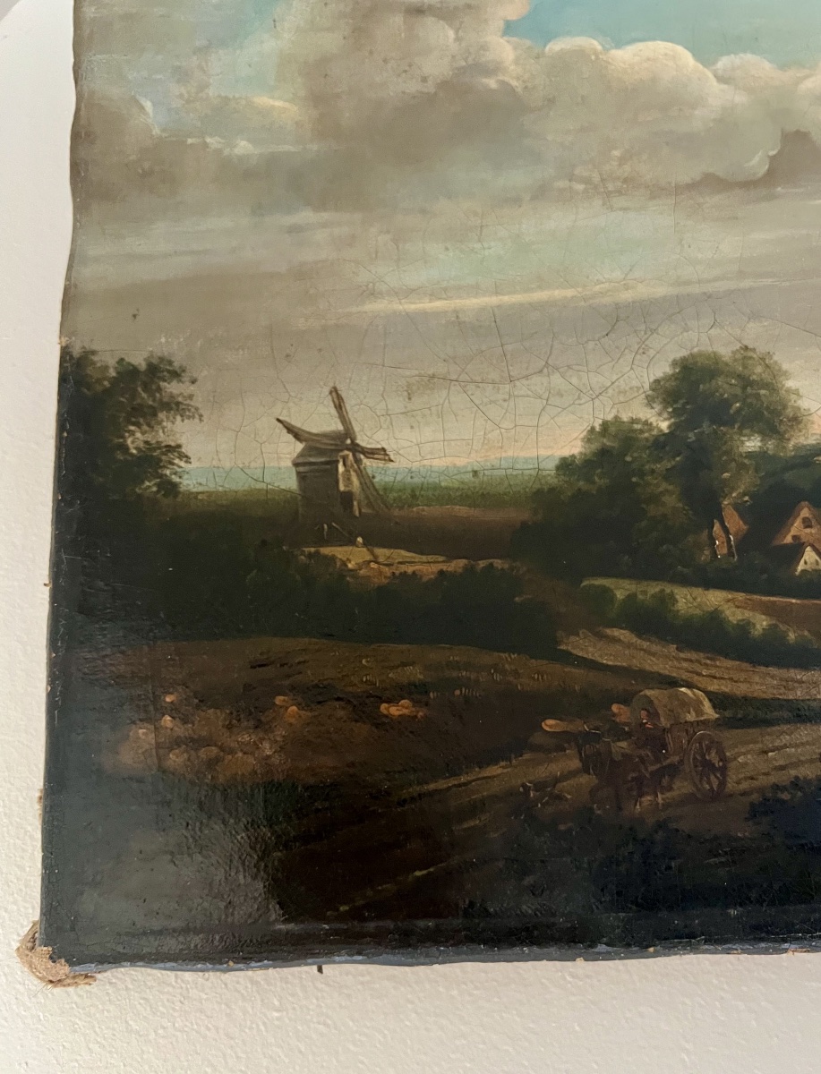 Huile sur toile paysage campagnard -photo-3