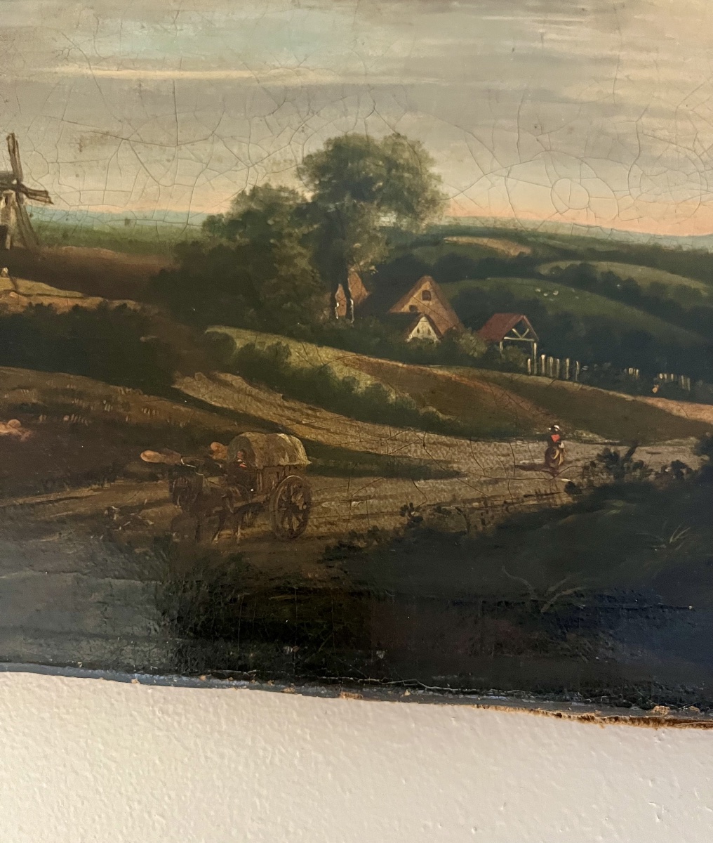 Huile sur toile paysage campagnard -photo-4