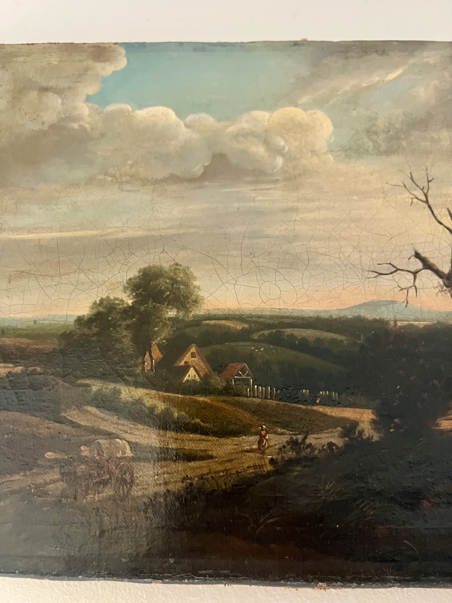 Huile sur toile paysage campagnard -photo-3