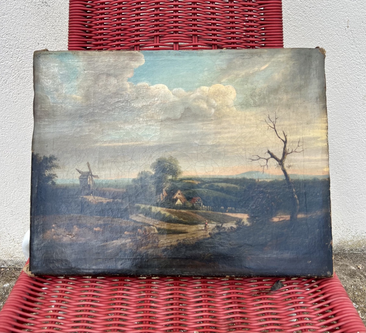 Huile sur toile paysage campagnard -photo-8